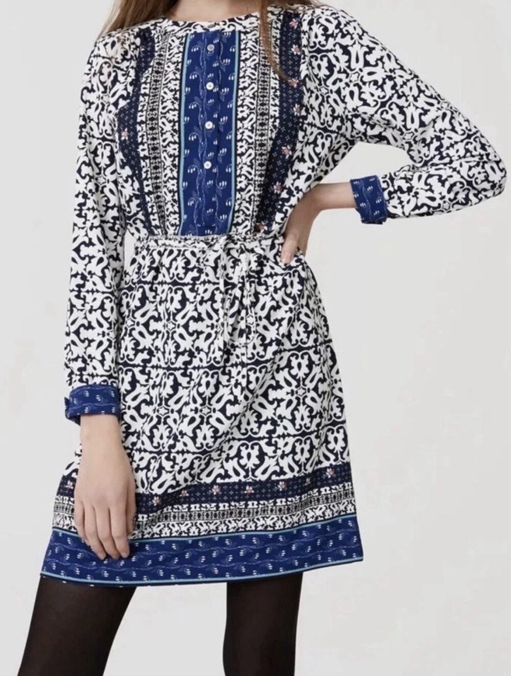 Ann Taylor LOFT Floral Mosaic Shirt dress medium petite cottagecore boho luxury